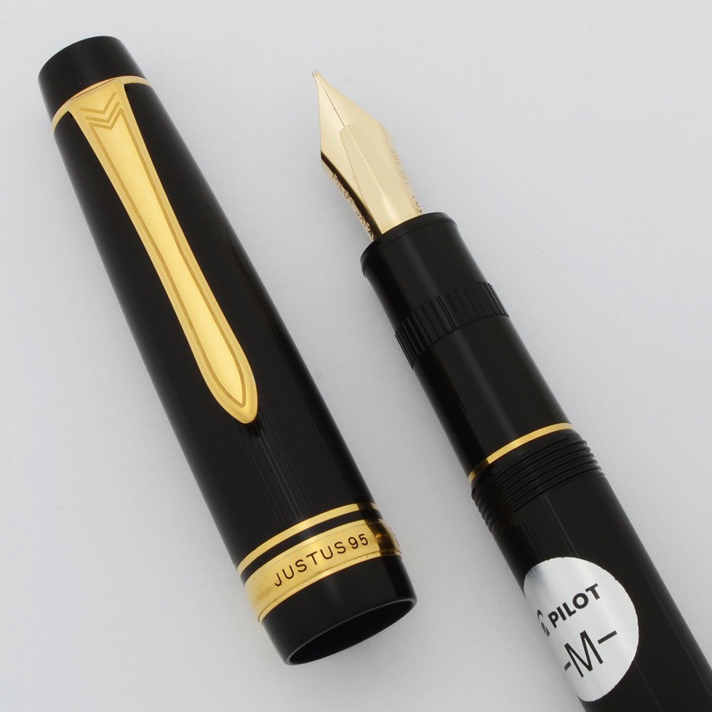 Pilot Justus 95 Fountain Pen - Black, Adjustable 14k Medium Nib